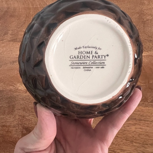 Stoneware Chip and Dip Set Home and Garden Party NORTHWOODS Evergreen Pine Cone - Picture 7 of 9